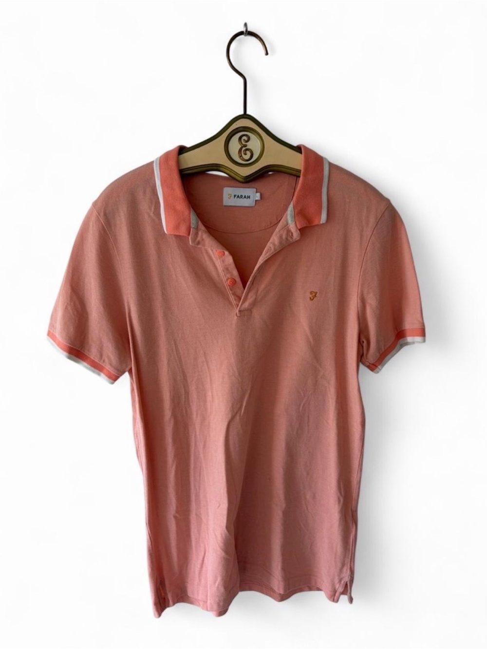 Farah Coral Pink Polo with Contrast Trim